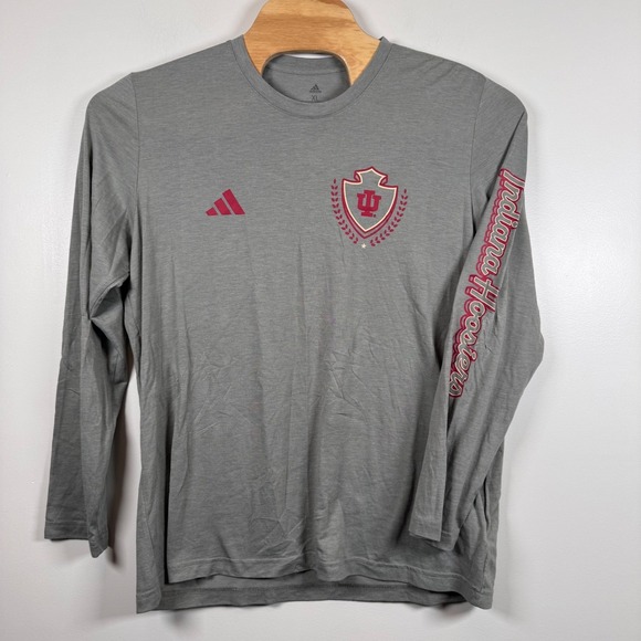 Adidas Indiana Hoosiers Long Sleeve T-Shirt‎ Men's XL Gray NCAA College New - Picture 2 of 6
